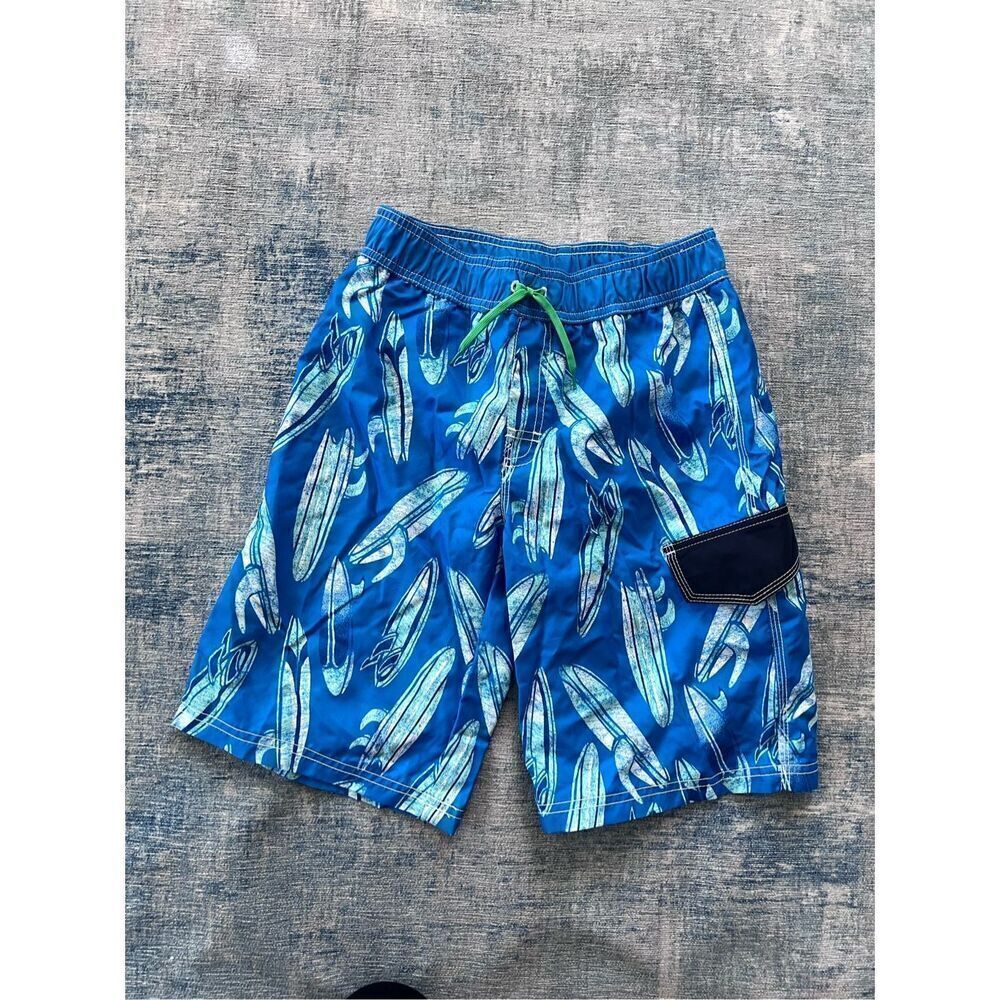 NWT! Crazy 8 Blue Surfboard Swim Trunks Boys Large (10 - 12)